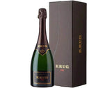 Bottle of Krug Vintage 2002 champagne with matching presentation box