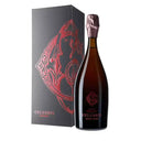 Bottle of Gosset Celebris 2008 Rosé champagne with black and red packaging highlighting luxury design