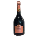 Taittinger 2005 Comtes de Champagne Rose Magnum Flasche mit rosa Etikett.