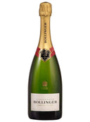 Bollinger Special Cuvee champagne bottle with gold foil and red label.