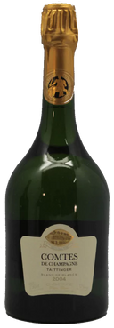 Taittinger 2004 Comtes de Champagne Blanc de Blancs bottle with label.
