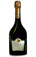Taittinger 2005 Comtes de Champagne Blanc de Blancs bottle on a white background.